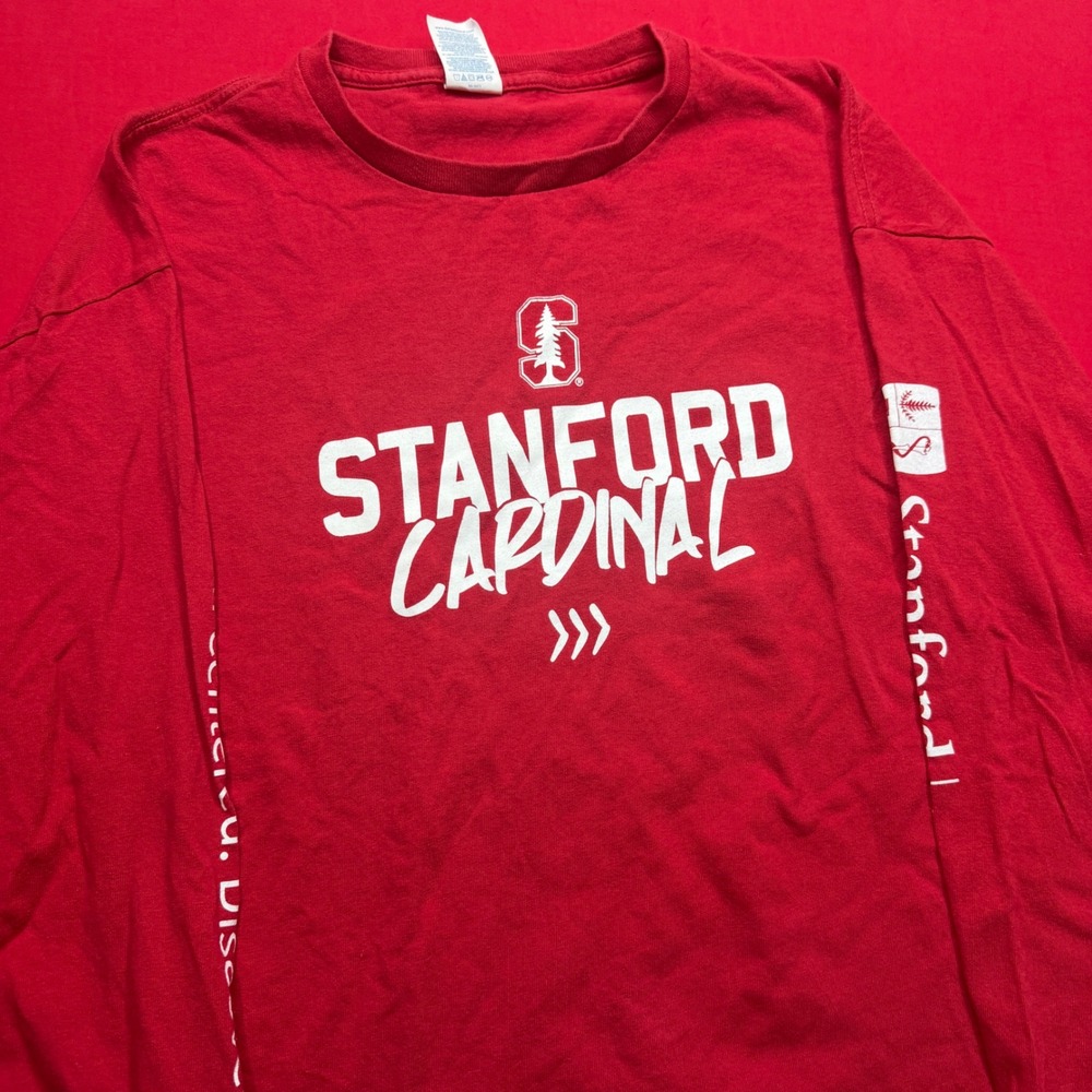VINTAGE STYLE Stanford Cardinal Medicine Long Sleeve Shirt Mens XL Red Delta Tee